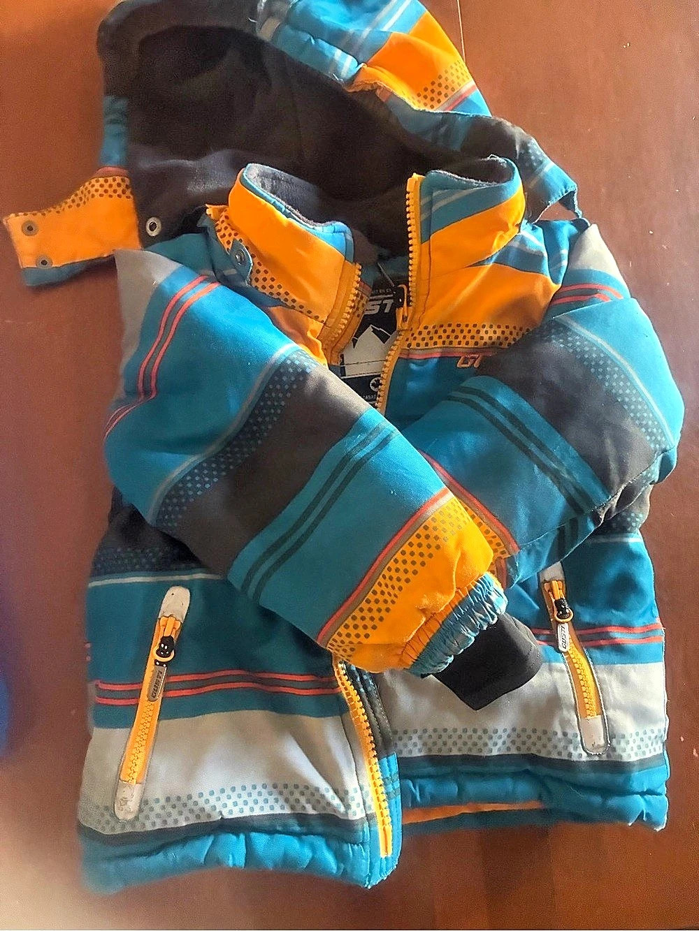 Gusti Boys Geometric Puffer Jacket Blue & Orange Size 3T